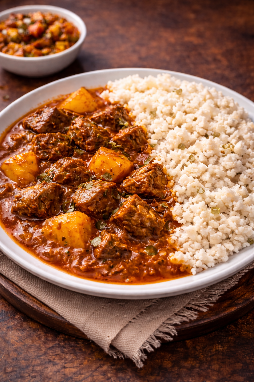 Uphuthu with Beef Curry